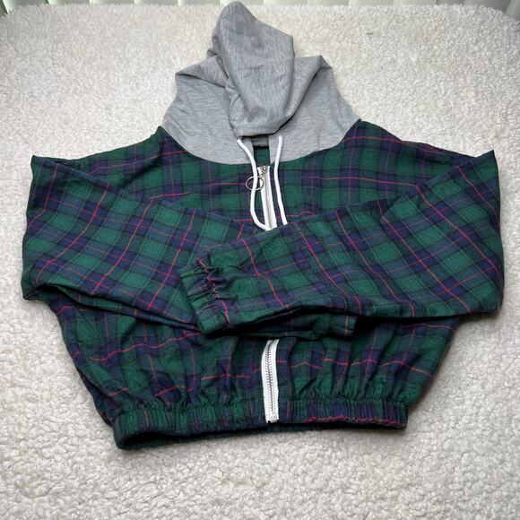 SHEIN Jackets & Blazers - Shein Plaid Cropped Hoodie Jacket Small